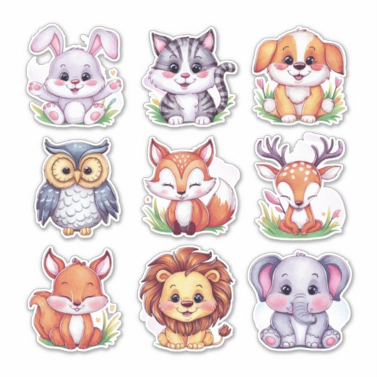 Schattigee kawaii dieren #2 sticker (Voorkant)