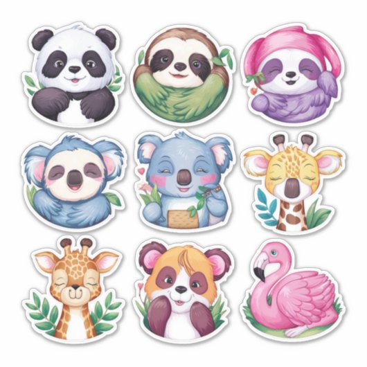 Schattigee kawaii dieren #4 sticker (Voorkant)