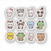 Schattigee kawaii dieren sticker set (Voorkant)