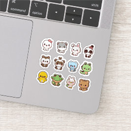 Schattigee kawaii dieren sticker set