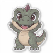 Schattigee Kawaii Dinosaur Schattige Dino Design v Sticker (Voorkant)