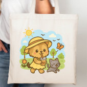 Schattigee Kawaii Dog Drink Bubble Tea Tote Bag