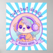 Schattigee Kawaii Dog met vleugels Gamer Girl Star Poster (Voorkant)