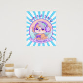 Schattigee Kawaii Dog met vleugels Gamer Girl Star Poster (Keuken)