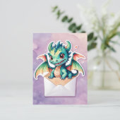 Schattigee Kawaii Dragon, Postcrossing Briefkaart (Staand voorkant)