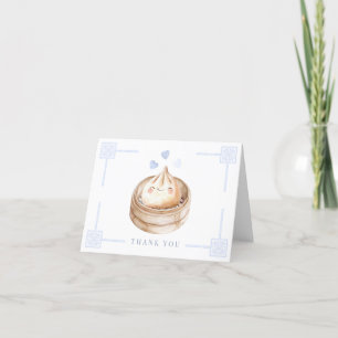 Schattigee Kawaii Dumpling Blue Baby shower Dank u Bedankkaart