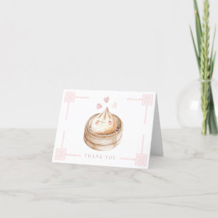 Schattigee Kawaii Dumpling Roze Baby shower Dank u Bedankkaart