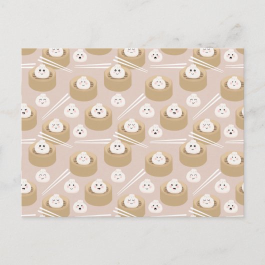 Schattigee Kawaii Dumplings Steamer Chopsticks Briefkaart (Voorkant)