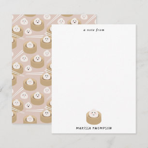 Schattigee Kawaii Dumplings Steamer Chopsticks Notitiekaartje