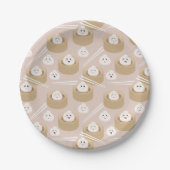 Schattigee Kawaii Dumplings Steamer Chopsticks Papieren Bordje (Voorkant)