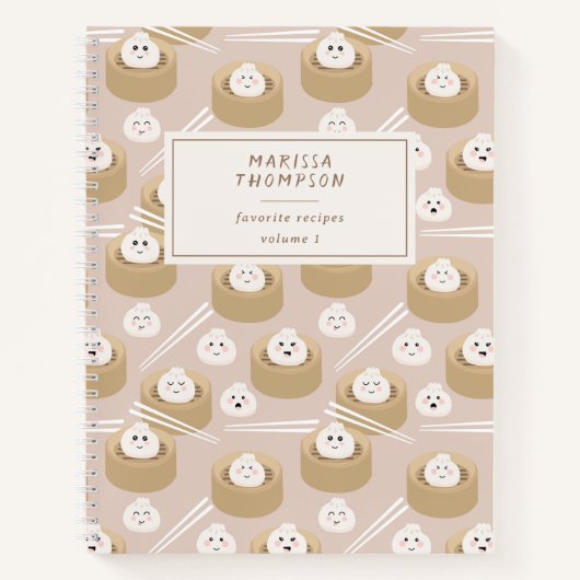 Schattigee Kawaii Dumplings Steamer Chopsticks Rec Notitieboek (Voorkant)