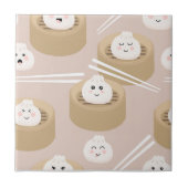 Schattigee Kawaii Dumplings Stoomboot Chopsticks K Tegeltje (Voorkant)