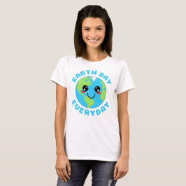 Schattigee Kawaii Earth Day elke dag T-shirt