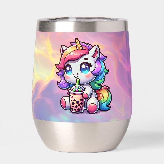 Schattigee Kawaii Eenhoorn met Bubble Tea Geperson (Achterkant)