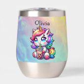 Schattigee Kawaii Eenhoorn met Bubble Tea Geperson (Voorkant)