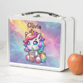 Schattigee Kawaii Eenhoorn met Bubble Tea Geperson (In situ)