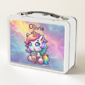 Schattigee Kawaii Eenhoorn met Bubble Tea Geperson (Achterkant)