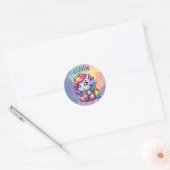 Schattigee Kawaii Eenhoorn met Bubble Tea Geperson Ronde Sticker (Envelop)
