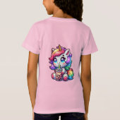 Schattigee Kawaii Eenhoorn met Bubble Tea Geperson T-shirt (Achterkant)