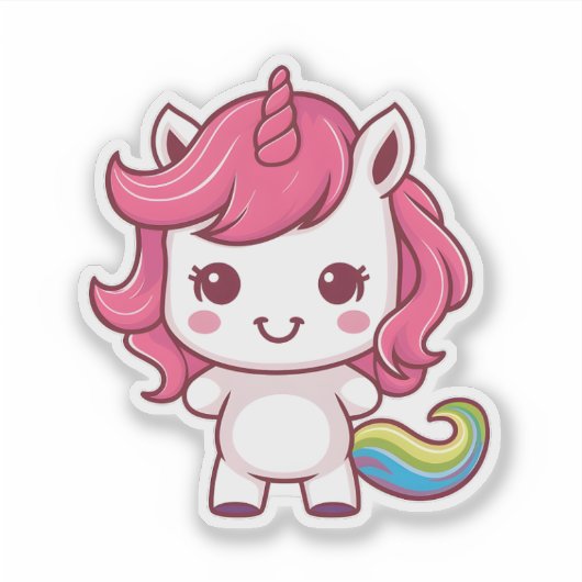 Schattigee Kawaii Eenhoorn - Schattig magisch sche Sticker (Voorkant)