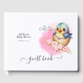 Schattigee Kawaii Egg Bird Elegant Floral Baby sho Gastenboek