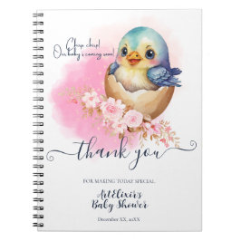 Schattigee Kawaii Egg Bird Elegant Floral Baby sho Notitieboek