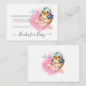 Schattigee Kawaii Egg Bird Elegant Floral Baby sho Notitiekaartje (Voorkant / Achterkant)