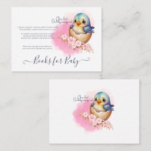 Schattigee Kawaii Egg Bird Elegant Floral Baby sho Notitiekaartje (Voorkant / Achterkant)