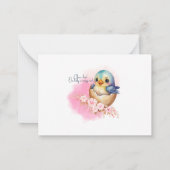 Schattigee Kawaii Egg Bird Elegant Floral Baby sho Notitiekaartje (Achterkant)