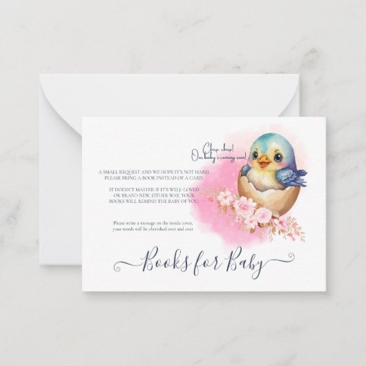 Schattigee Kawaii Egg Bird Elegant Floral Baby sho Notitiekaartje (Voorkant)