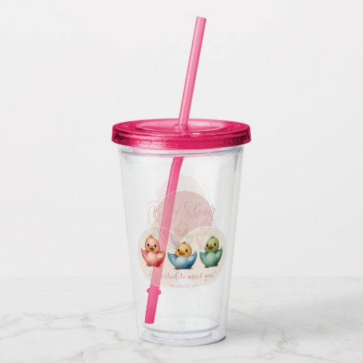 Schattigee Kawaii Egg Birds Pastel gekleurd Baby s Acryl Drinkbeker (Achterkant)