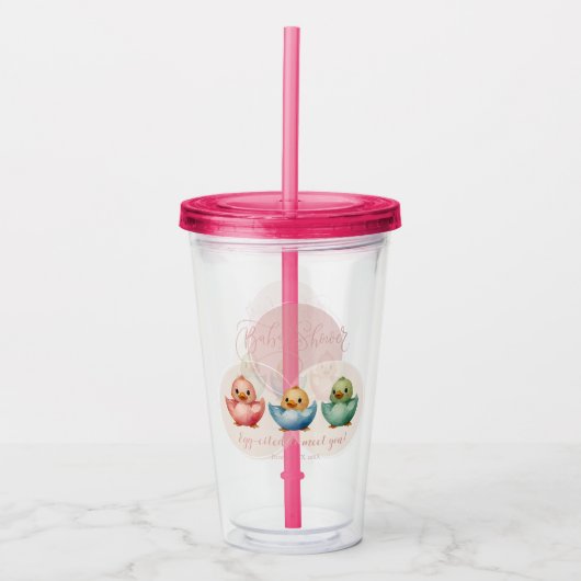 Schattigee Kawaii Egg Birds Pastel gekleurd Baby s Acryl Drinkbeker (Voorkant)