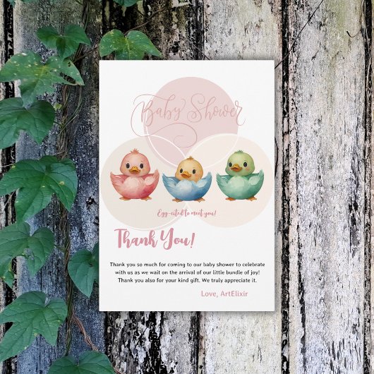 Schattigee Kawaii Egg Birds Pastel gekleurd Baby s Bedankkaart
