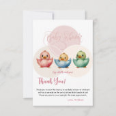 Schattigee Kawaii Egg Birds Pastel gekleurd Baby s Bedankkaart (Voorkant)