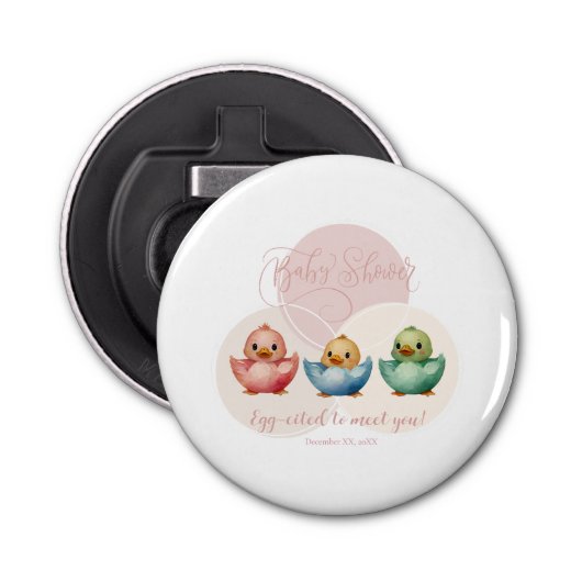 Schattigee Kawaii Egg Birds Pastel gekleurd Baby s Button Flesopener (Voorkant)