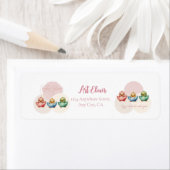 Schattigee Kawaii Egg Birds Pastel gekleurd Baby s Etiket (Insitu)