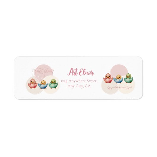 Schattigee Kawaii Egg Birds Pastel gekleurd Baby s Etiket (Voorkant)