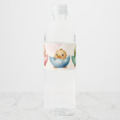Schattigee Kawaii Egg Birds Pastel gekleurd Baby s Waterfles Etiket (Voorkant)