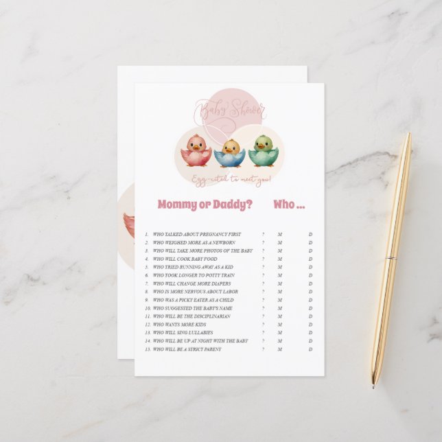 Schattigee Kawaii Egg Birds Pastel Gekleurd M of D (Voorkant / Achterkant in situ)