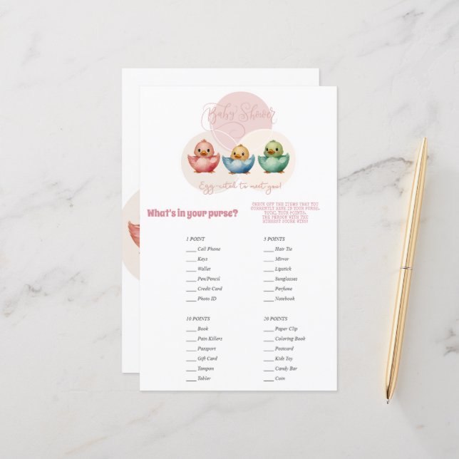 Schattigee Kawaii Egg Birds Pastel Gekleurd Purse  (Voorkant / Achterkant in situ)