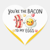 Schattigee kawaii eieren en spek hart sticker (Voorkant)