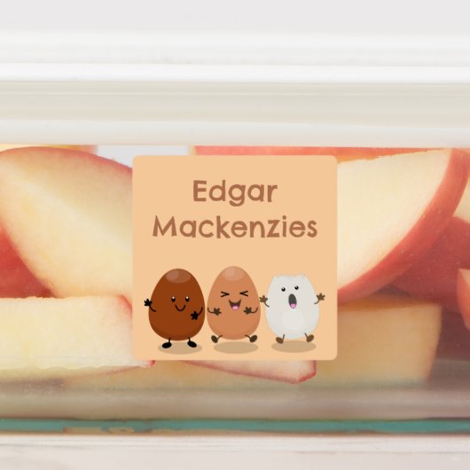 Schattigee kawaii eieren Grappige cartoon geperson Labels (Aangebracht)