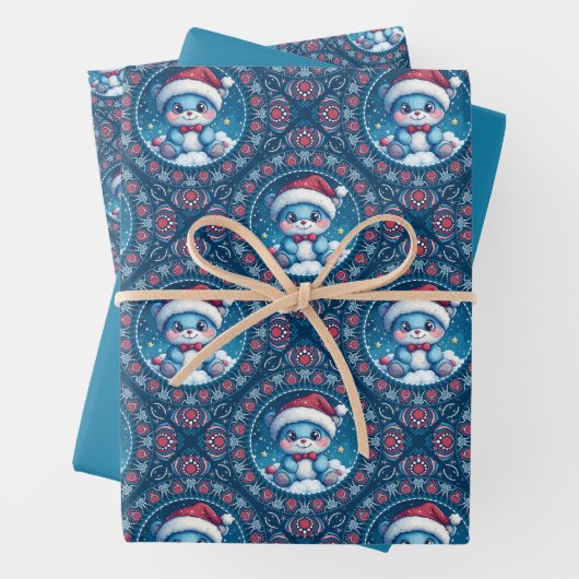 Schattigee Kawaii Feestelijke Beer Mandala Geo Dia Inpakpapier Vel (In situ)