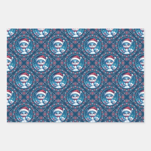 Schattigee Kawaii Feestelijke Beer Mandala Geo Dia Inpakpapier Vel (Voorkant)