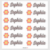 Schattigee Kawaii Flower gepersonaliseerde naam Sticker (Vel)