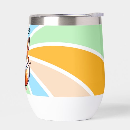 Schattigee Kawaii Fox met Bubble Tea Gepersonalise (Links)