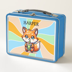 Schattigee Kawaii Fox met Bubble Tea Gepersonalise