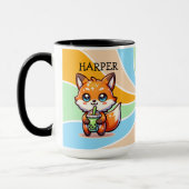 Schattigee Kawaii Fox met Bubble Tea Gepersonalise Mok (Links)