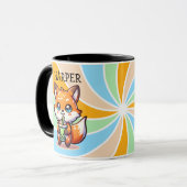 Schattigee Kawaii Fox met Bubble Tea Gepersonalise Mok (Voorkant links)