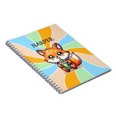 Schattigee Kawaii Fox met Bubble Tea Gepersonalise Notitieboek (Rechterzijde)